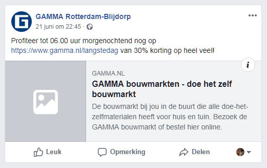 facebook gamma verkeerde afbeelding